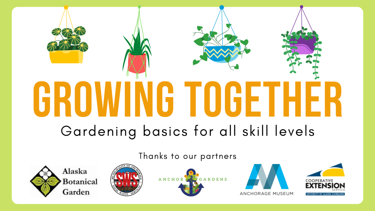 Growing together program with thanks to our partners: Anchorage Museum, Municipality of Anchorage Solid Waste Services, Anchor Gardens, Alaska Botanical Garden, and UAF Cooperative Extension Services